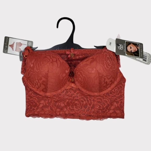 Daisy Fuentes Other - Daisy Fuentes Bra Red 34B Pushup Pantie Set Longline Lace NWT